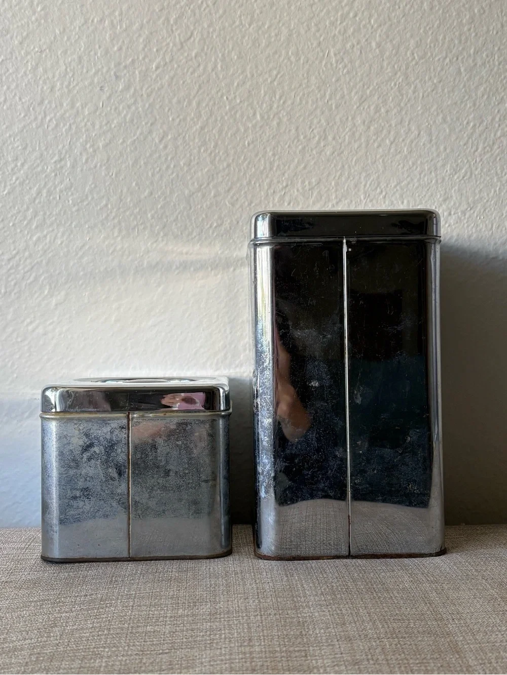 Vintage Beauty Ware Stainless Steel Flour & Coffee Canisters Set Stackable VTG